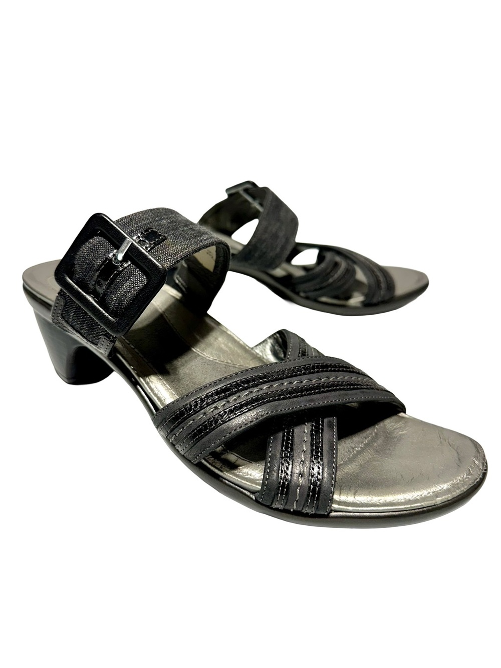 Naot Black Leather Comfort Sandals Euro Chic Walking Low Heel Resortwear 8 8.5